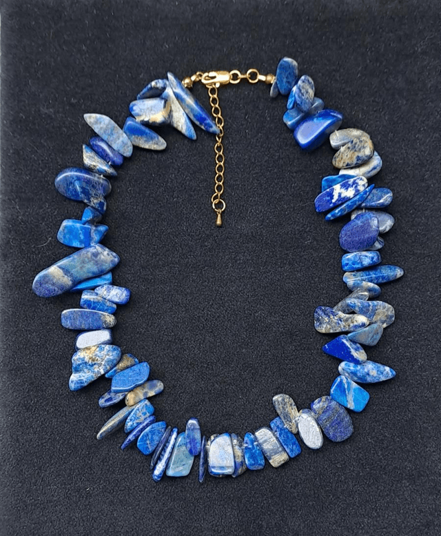 Parure en Lapis-lazuli avec fermoir en Argent 925 plaqué Or 5 microns